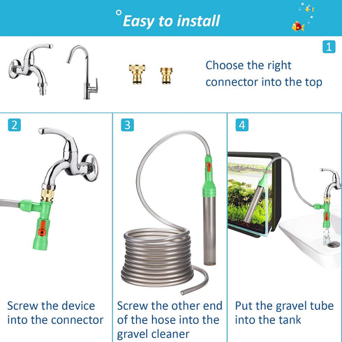 ZZM Fish Tank Cleaning Tools, Aquarium Water Changer Kit, Siphon Vacuum Gravel Cleaner