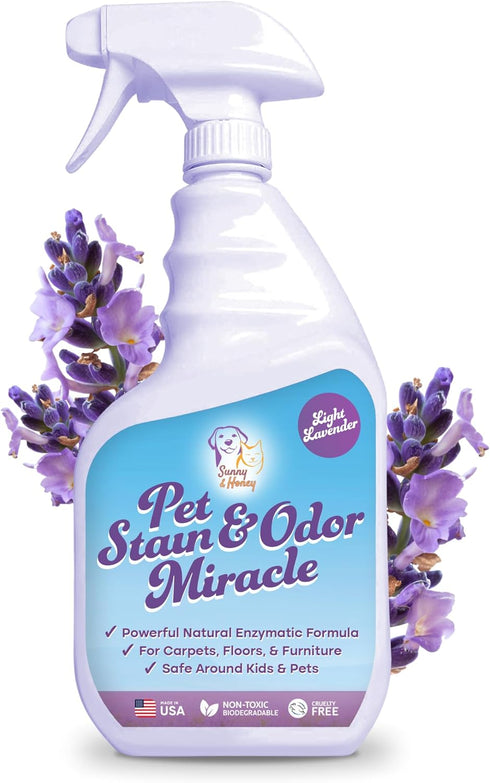Sunny & Honey Pet Stain & Odor Miracle - Enzyme Cleaner for Dog Urine, Cat Pee, Stain Eliminator
