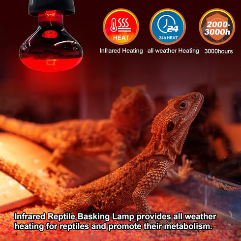 100W Bulbs, 2 Pack Bulbs Bulbs MIXJOY Infrared Heat Lamp Reptile Infrared Heat Emitter Red Heat Lamp Infrared Basking