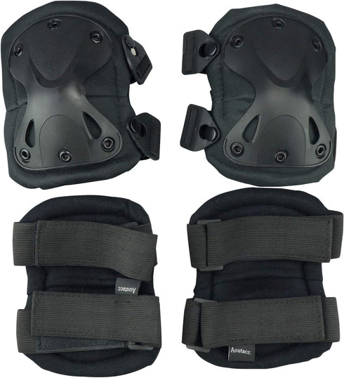 Tactical Combat Knee & Elbow Protective Pads Set for Outdoor CS Paintball Game, Cycling Safety Skateboarding Gear