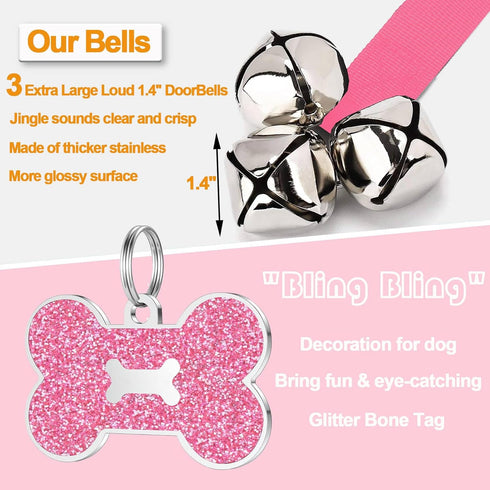 2 Pack Dog Door Bells Dog Doorbell to go Outside Puppy Train Bell for Dogs to Ring to go Potty Puppy Toilet Training
