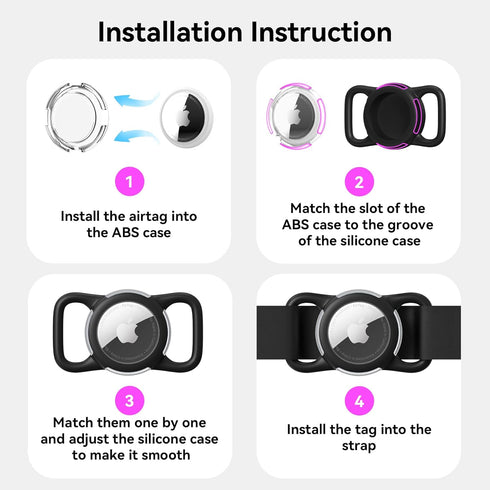 Waterproof Airtag Dog Collar Holder - Ultra-Durable Silicone & ABS Airtag Case for Dog & Cat Collars (Rose, Regular)