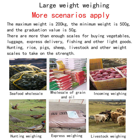 Industrial Heavy Duty Hanging Weight Scale 440 LBS for Farm, Hunting, Big Fish & Hoyer Lift with Accurate Digital Sensor
