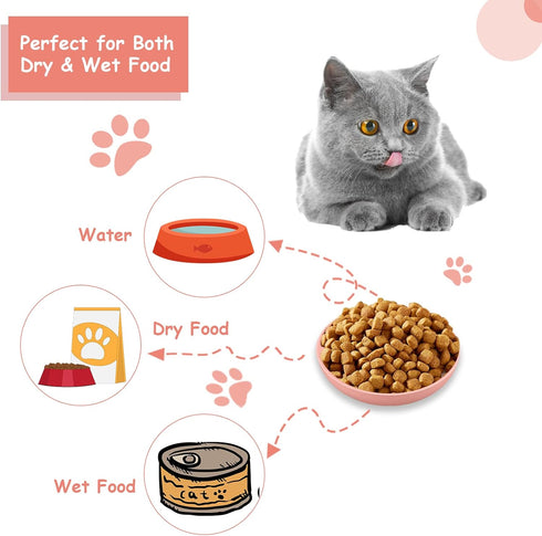 6-Pieces Whisker Fatigue Cat Bowl, 5.5 Inch Shallow Dish for Kittens and Short Legged Cats, Wheat Straw