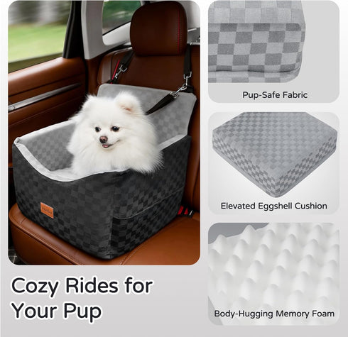 VibeBay 35lbs Dog Car Seats for Small Medium Dogs Up to | Elevated Dog Booster Seat with Detachable Washable Cover