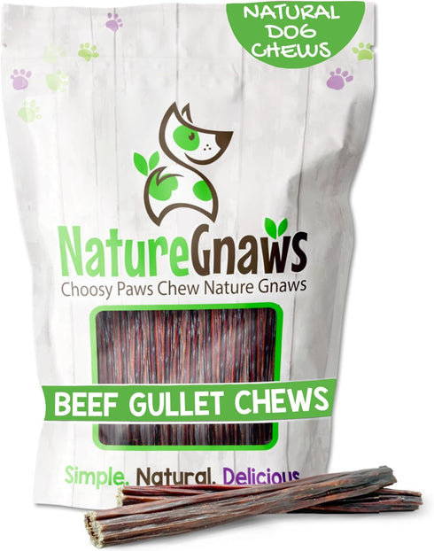 Nature Gnaws Beef Gullet Sticks for Dogs, 5-6" (15 Count), Natural Beef Jerky Stick Dog Chew Treats, Rawhide Free