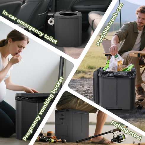 BALLA BALEIN Portable Camping Toilet Kit for Adults, Upgrade Travel Potty Seat with Lid Removable Paper Holder
