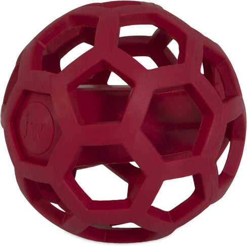 JW Pet Hol-ee Giggler Dog Toy Puzzle Ball – Natural Rubber, Medium (4.5 Inch Diameter), Red