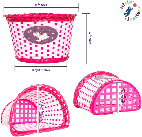 Little Jupiter Unicorn Bike Basket with Streamers & 36pc Star Spoke Decoration Set for Girls