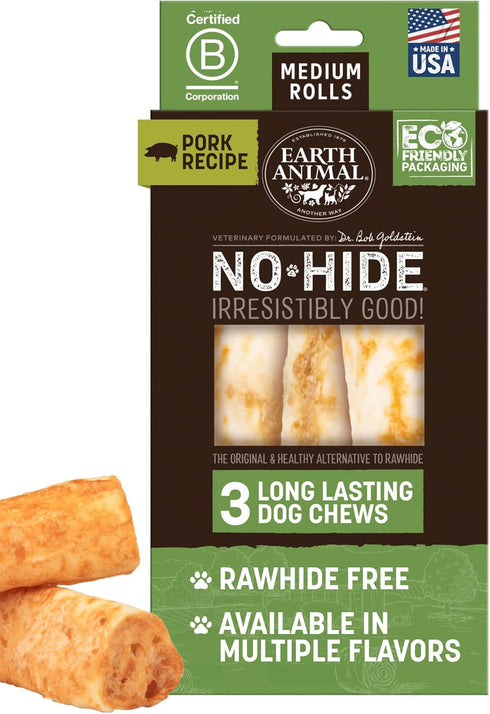 Earth Animal No Hide Chews - Long Lasting Rawhide Free Medium Dog