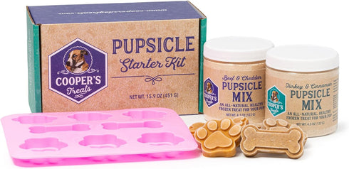 Cooper's Treats Pupsicle Starter Kit - Easy, Homemade Frozen Dog Treat Mix (Two Jars of DIY Healthy Mix)