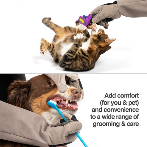 PetFusion Multipurpose Grooming Gloves - Puncture, Scratch & Water Resistant - Ideal for Vet Trips and Bathing