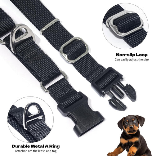 Martingale Dog Collars, Adjustable Nylon with Quick Release Buckle, No Choke Training Collar for Small, Medium, Large