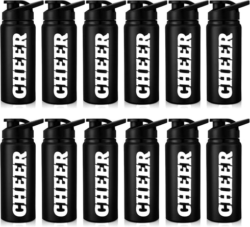 Hushee 12 Pcs Cheer Water Bottle, 20 oz Reusable Aluminum Leak Proof Sport Bottle for Cheerleading Coach