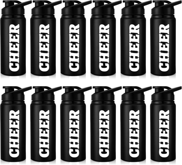 Hushee 12 Pcs Cheer Water Bottle, 20 oz Reusable Aluminum Leak Proof Sport Bottle for Cheerleading Coach