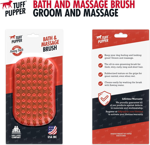 Tuff Pupper Dog Bath Brush, Silicone Pet Hair Remover for Shampooing & Massaging Dogs