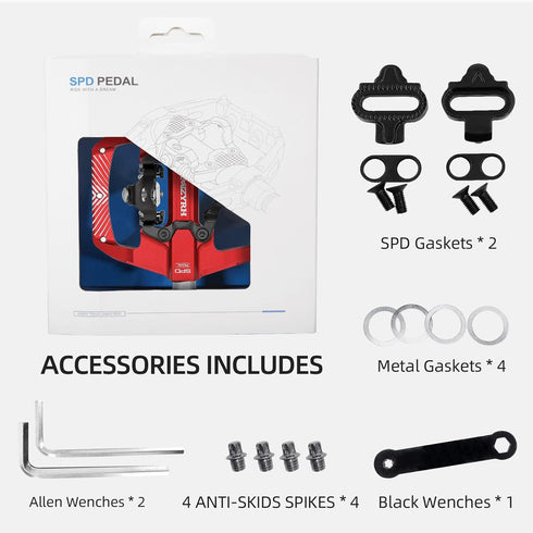 MTB Mountain Bike Pedals by Pedal, Compatible with Dual Function Sealed Clipless Aluminum 9/16" Flat Platform with
