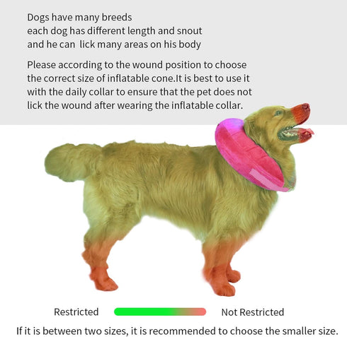 MCHY Inflatable Dog Cone - Adjustable Recovery Collar for Dogs After Surgery, Prevent Biting & Scratching (Pink S)