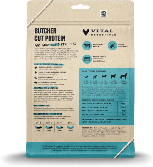 Vital Essentials Freeze Dried Raw Dog Food, Beef Nibs Entree, 14 oz