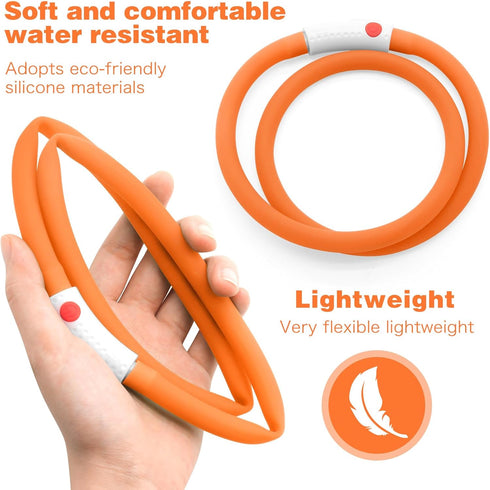 HIGO LED Dog Collar - Rechargeable Light Up Dog Collars, Lightweight Silicone Pet Safety Collar Lights for Night