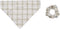Pearhead Matching Bandana and Hair Scrunchie Set, Pet Owner and Dog Lover Set, Grey Gingham Paw Print