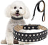 Rhinestone Dog Collar with Bling Diamond, Adjustable Sparkly Crystal Studded Microfiber Leather for Dogs