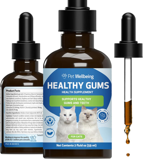 Pet Wellbeing Healthy Gums for Cats - Natural Support for Healthy Gums, Teeth, and Breath - 2oz (59ml)