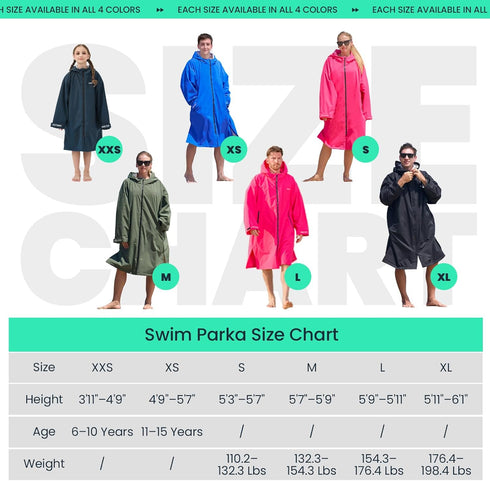 Owntop Swim Parka Surf Poncho for Kids Youth and Adult, Unisex Oversized Bat Wing Hooded Changing Robe Windproof
