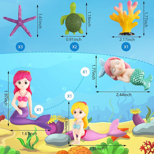 Jetec Aquarium Fish Tank Mermaid Ornament Miniature Mermaid Figurines with Simulated Seaweed for DIY Craft Aquarium Fish Tank Desk Accessories Decoration