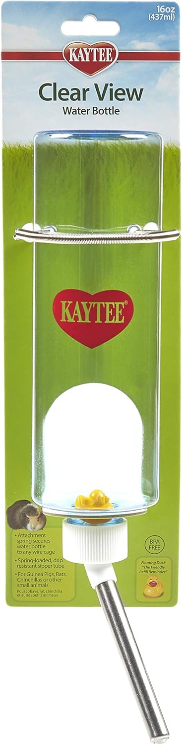Kaytee 16 oz Clear View Water Bottle for Guinea Pigs, Rats, and Chinchillas