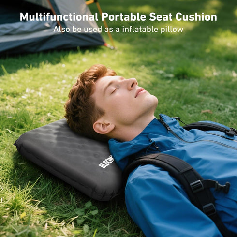 Backpacking (Grey-2pack) Inflatable Seat Cushion, Self Inflating Memory Foam Stadium Seat Cushion Lightweight Camping