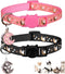 2Pcs Breakaway Cat Collars - Adjustable Moons Collars for Boy & Girl Cats with Bell & Pendant, Black+Pink