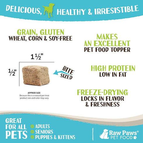 Raw Paws Freeze Dried Chicken Liver Dog Treats & Cat Treats, 4-oz - Made in USA, Single Ingredient