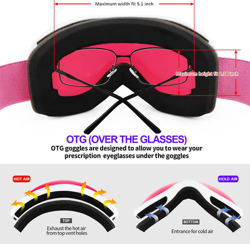 Supertrip Snow Ski Goggles, Anti-Fog, 100% UV Protection for Snowboard Skiing