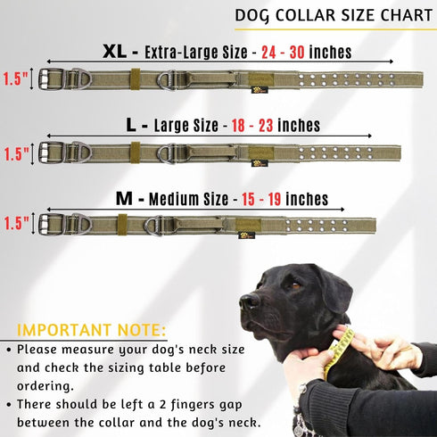 ADITYNA Heavy Duty Dog Collar with Handle - Reflective Green Dog Collar for Large Dogs - Wide, Thick, Tactical, Soft Padded - Perfect Dog Collar for Training, Walking, or Hunting