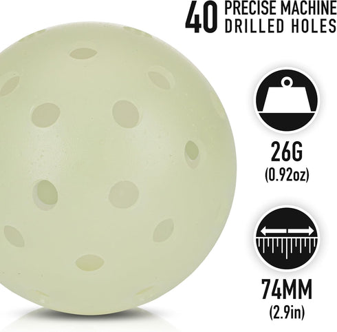 Franklin Sports Glow in The Dark Outdoor Pickleballs - Light Up Pickleball Balls for Nighttime Pickleball - Glow in The
