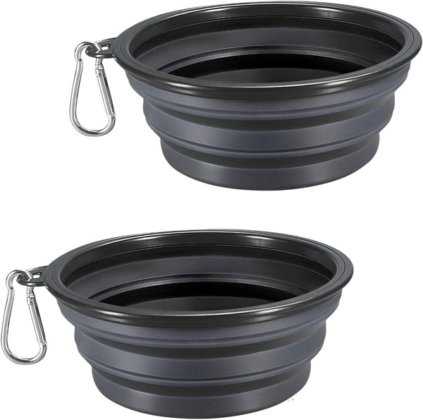 Collapsible Dog Bowls - 2-Pack Foldable Expandable Cup Dish for Pet Cat Hiking Food & Water Feeding