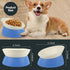 Bulldog Bowl Anti-Slip Dog Cat Dish, Detachable Rubber Pet Feeder, Tilted Base, Blue, 2 Cup