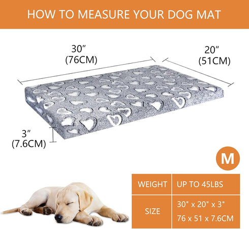 VANKEAN Dog Crate Mat, Reversible Stylish Dog Bed with Waterproof Linings and Removable Machine Washable Cover, Grey