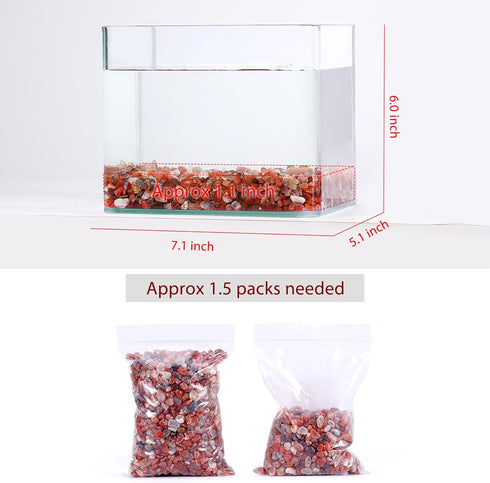 Carnelian Agate Crystal Chips, 1lb 1200+pcs Natural Aquarium Gravel Rocks for Indoor Decor