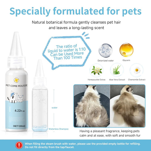 3-in-1 Pet Steam Brush for Dog & Cat Spray Hair Removal Comb Steam for Shedding & Grooming Water Brush for Long & Short