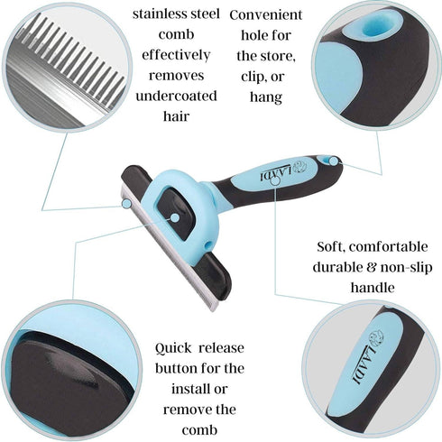 Deshedding Tool for Dogs and Cats, Reduces Shedding by Up to 95% in Less Than 10 Minutes, Grooming Brush