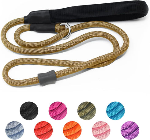 Strong Slip Rope Dog Training Leash (5ft), Heavy Duty Braided Nylon Lead with Padded Handle for Medium Large Dogs