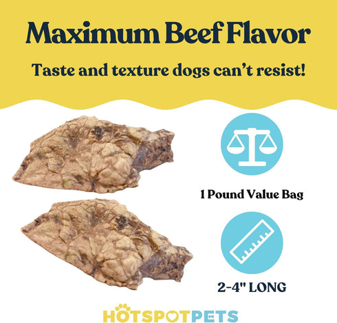'-1 hotspot pets Beef Lung Dog Treats Pound Big Bag - Slow Roasted, All Natural Dehydrated Premium Beef Lung Training