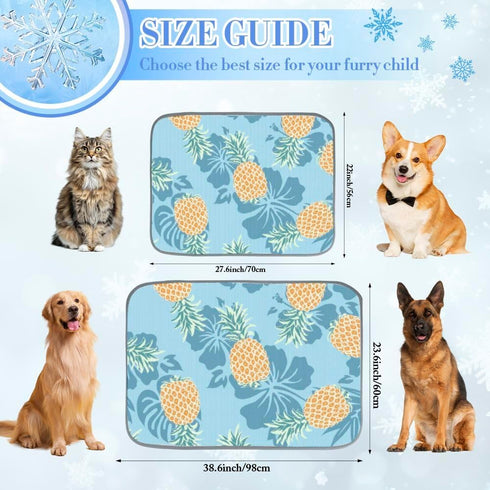 Generic 28" X22" Cooling Pad for Dogs Ice Silk Mat for Dog Crate Hibiscus Silouettes Small Pet Bed Washable Cooling