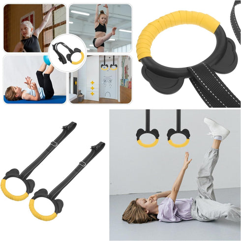 SquEqu Kids Gymnastic Rings with Adjustable Straps Pull up Olympic Rings for Kids Pull Up Bar Doorway Chin up Bar