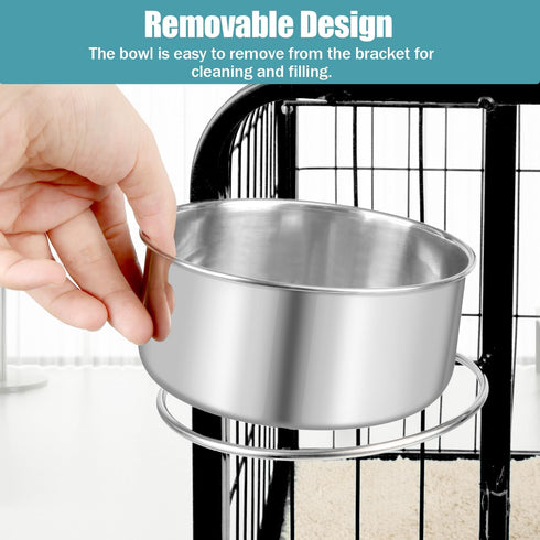 Dog Bowl, Stainless Steel Pet Hanging Food Water Bowl, Feeder for Dogs, Cats, Rabbits (Large, 2pcs)