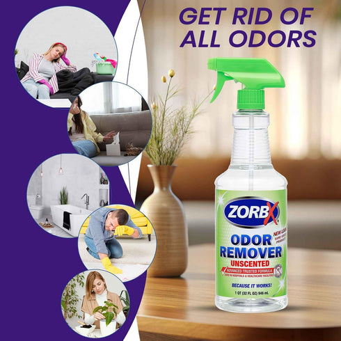 ZORBX Unscented Odor Remover Spray - Advanced Trusted Formula & Fast-Acting Odor Eliminator for Pets (32oz)