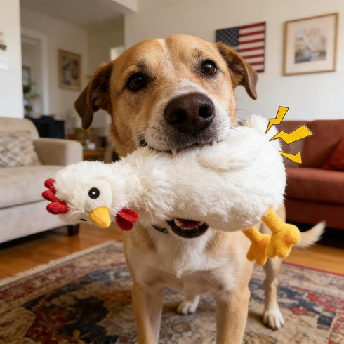 Squeaky Stuffed Dog Toys Fat Plush Chicken Chew Toy, Cute & Funny Interactive Puppy Toy for Small, Medium & Large