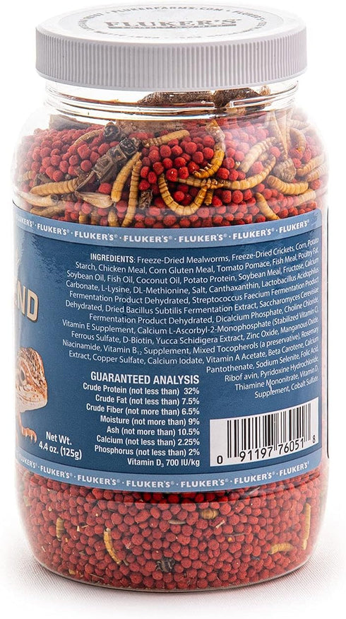 Fluker's Buffet Blend Juvenile Bearded Dragon Diet, Mealworms, Crickets, Pellets, 4.4 oz
